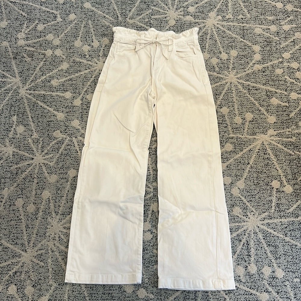 Paige Carly Wide Leg Jeans in Cream Size 24